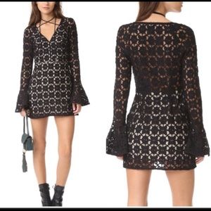 Free People Back to Black Crochet Mini Dress